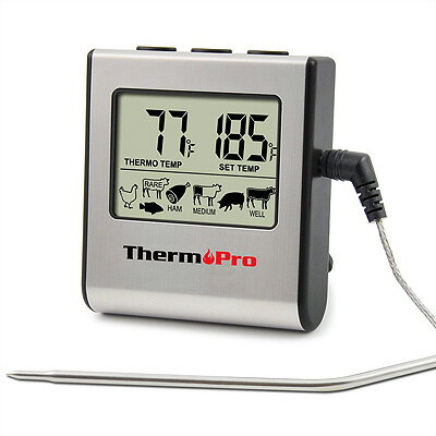 デジタル 温度計 TP-16 ThermoPro TP16　（シルバー） ※箱なし【定形外郵便のみ送料無料】英語マニュアルマグネット付き　収納型卓上スタンドグリル、オーブン、BBQ、燻製作り※電池別売り※代引き・ニッセン後払いはできません。のサムネイル