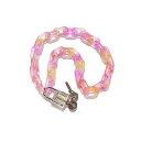 錠 付き アクリル チェーン ネックレス セット ピンクオレンジ (長め) 半透明 プラスチック 推し活 アクセサリー ライブ<約60cm 輪1個3.1cm×1.9cm>アズキチェーン 南京錠 錠 ネックレス セット【定形外郵便のみ送料無料】箱無し・簡易包装