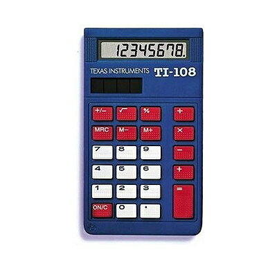 Texas Instruments TI-108 8桁 電卓 ブルー 英語説明書付き テキサス インスツルメンツ ソーラー ＆ バッテリー ※電池別売りTexas Instruments TI-108 Solar Power Calculator