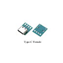 マイクロ USB Type C【メス】コネクター 変換 基板 1個 4pin 4穴 Micro USB Type-C femaleプラグ メスソケット コネクタ...