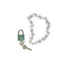 南京錠 ソーンチェーン ネックレス セット ステンレス アクリル錠: グリーン ゴシックタイプ チェーン 錠 ネックレス セット【定形外郵便のみ送料無料】推し活 ロック ペンダント アクセサリー チェーン ネックレスサブカル系 V系 地雷系 メンヘラ 病み