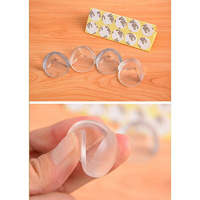 シリコーンプロテクター 机エッジ保護カバー 5個セット 半透明 【定形外郵便のみ送料無料】【訳あり：パッケージ無し】簡単取り付け 机や家具の角に貼り付け コーナーガード 両面テープ付き※代引き・ニッセン後払いできません