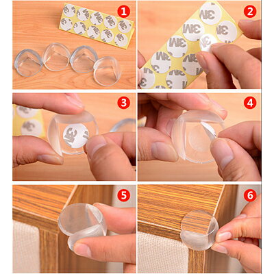 シリコーンプロテクター 机エッジ保護カバー 5個セット 半透明 【定形外郵便のみ送料無料】【訳あり：パッケージ無し】簡単取り付け 机や家具の角に貼り付け コーナーガード 両面テープ付き※代引き・ニッセン後払いできません