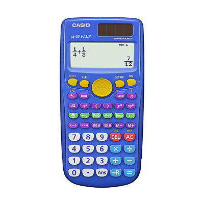 CASIO FX-55PLUS ブルー 電卓 分数計算機FX55PLUS Fraction Scientific Calculator バッテリーバックアップ付き ソーラー プラス※電池別売り 並行輸入品※代引き・ニッセン後払いできません