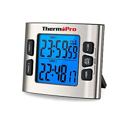 タイマー Thermopro TM02 TM-02 IC369-BL デジタル キッチン タイマー バックライト付 LCD大画面サーモプロ 【定形外郵便のみ 送料無料 】 置きスタンド 背面マグネット付きキッチンタイマー 大音量 AW-TM02