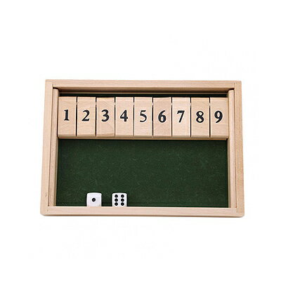 Shut the Box Game シャット ザ ボックス ゲーム木製 9枚 グリーン【定形外郵便のみ送料無料】 コンパクトサイズ 木製テーブルボード※ 説明書等は付いておりません【訳あり：パッケージ破損】※お得品のため、ラッピング不可