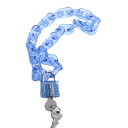南京錠 アクリル チェーン ネックレス セット プラスチックスケルトン <ブルー 約49cm輪1個3.1cm×1.9cm> 太めチェーン 錠 ネックレス セット【定形外郵便のみ送料無料】ロック 推し活 ペンダント アクセサリー