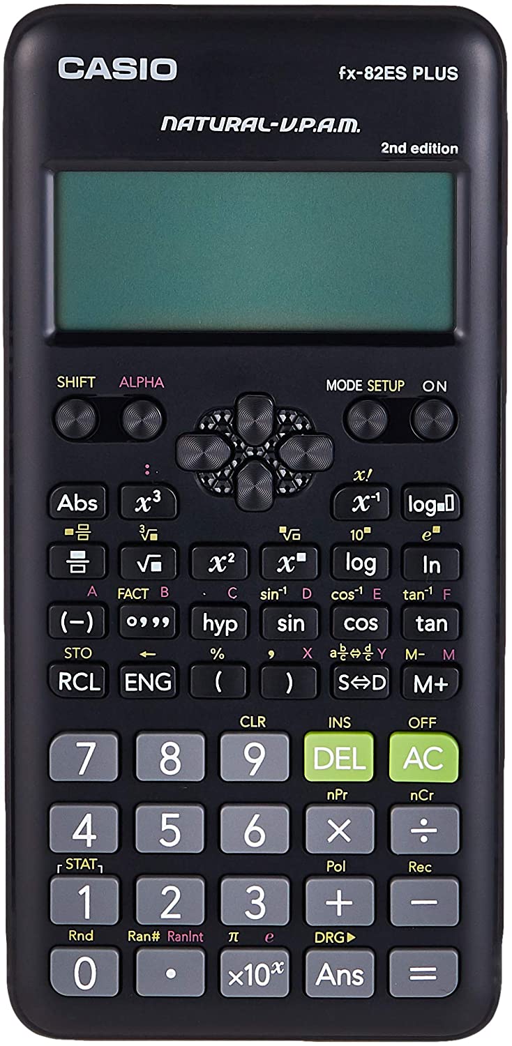 CASIO Fx-82esPlus Fx82es Plus ブラック (※輸入品のため、電池別売)10桁+2桁252関数 関数電卓 大型ディスプレイバッテリーバックアップ付き ソーラー プラスScientific Calculations Calculator並行輸入品