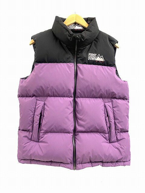 ファーストダウン(FIRST DOWN USA) ダウンベスト リバーシブル フルジップ BUBBLE DOWN VEST Mサイズ F142501 アウター メンズ (カラー：ブラック×パープル)【ABランク】【中古】