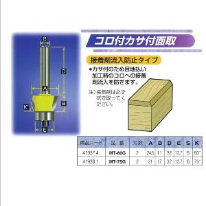 【送料無料！】ARDEN　トリマ・ルータービットコロ付カサ付面取　MT-75G鋭い切れ味で美しい仕上がり面！