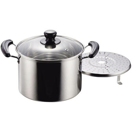 【送料無料！】パール金属 NEWだんらん ステンレスガラス蓋付き兼用鍋22cm H−5872煮込み料理、蒸し料理に。