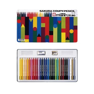 【文具館】サクラクレパス ク-ピ-ペンシル30色（缶入） FY30折れにくい、消しやすい、削れる全部が芯の色鉛筆！