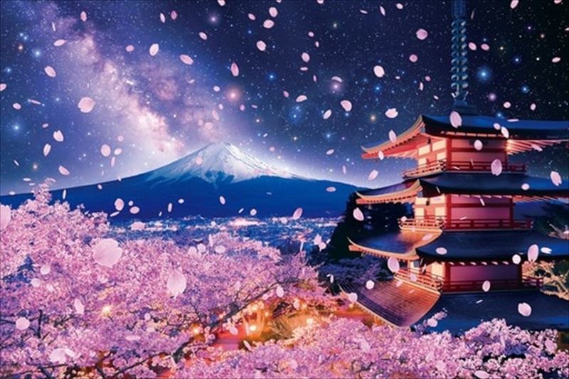 2016ベリースモールピースジグソーパズル 浅間神社から望む夜桜富士 エポック社 22-107s (50×75cm)