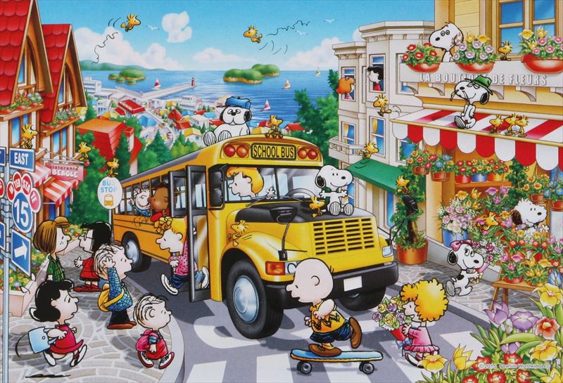 300ピースジグソーパズル PEANUTS/スヌーピー ハッピースクールバス 《廃番商品》 アポロ社 48-773 (26×38cm)