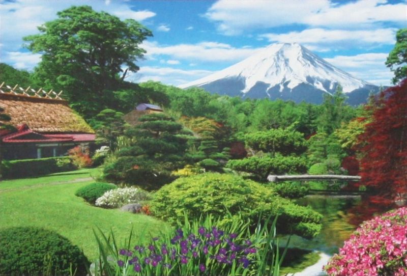 風景 - 1053スーパースモールピースジグソーパズル 忍野より望む富士 《廃番商品》 アポロ社 49-604 (26×38cm)