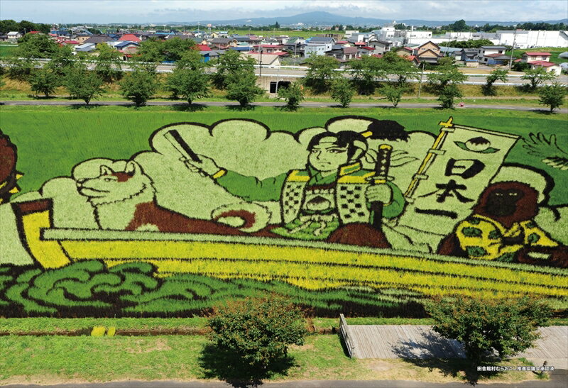 300ピースジグソーパズル 田んぼアート 青森県南津軽郡田舎館村 2017年 桃太郎 中心部 キューティーズ 300-158 (26×38cm)