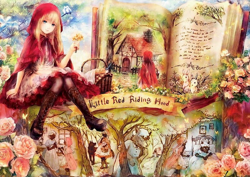 Illustration - クリアカット216ピースジグソーパズル 赤ずきん物語（おにねこ） 《廃番商品》 エポック社 55-101 (18.2×25.7cm)