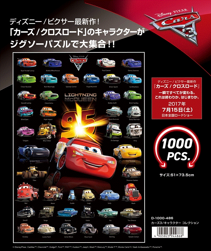 1000ピースジグソーパズル カーズ3/キャラクターコレクション テンヨー D-1000-486 (51×73.5cm)