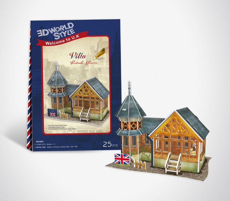 3Dパズル 立体クラフトモデル ワールドスタイル イギリス Villa（別荘） ハートアートコレクション W3107hのサムネイル