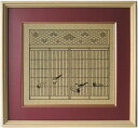 組子細工欄間入り書院障子復刻影絵100選 No.65 鶺鴒(せきれい)に瓦