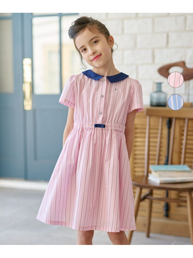 【SALE／30%OFF】【吸水速乾】【150-160cm】ストライプ ワンピース 組曲 KIDS クミキョク ワンピース・ドレス ワンピース ピンク ブルー【RBA_E】【送料無料】[Rakuten Fashion]のサムネイル