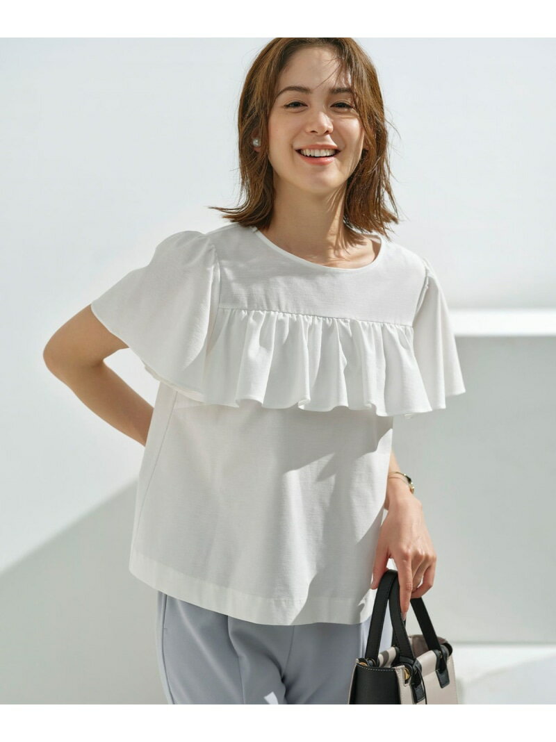 【SALE／40%OFF】ツイルジャジー フリルカットソー 組曲 クミキョク トップス カットソー・Tシャツ ブラック ホワイト【RBA_E】【送料無料】[Rakuten Fashion]のサムネイル