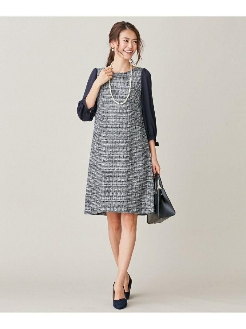 楽天市場 セットアップ対応 ラメループモールツイード ワンピース 組曲 クミキョク ワンピース 半袖ワンピース ネイビー グレー 送料無料 Rakuten Fashion Kumikyoku