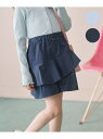 【150-160cm】アシンメトリーフリル キュロット 組曲 KIDS クミキョク パンツ キュロット ネイビー ブルー【送料無料】[Rakuten Fashi...