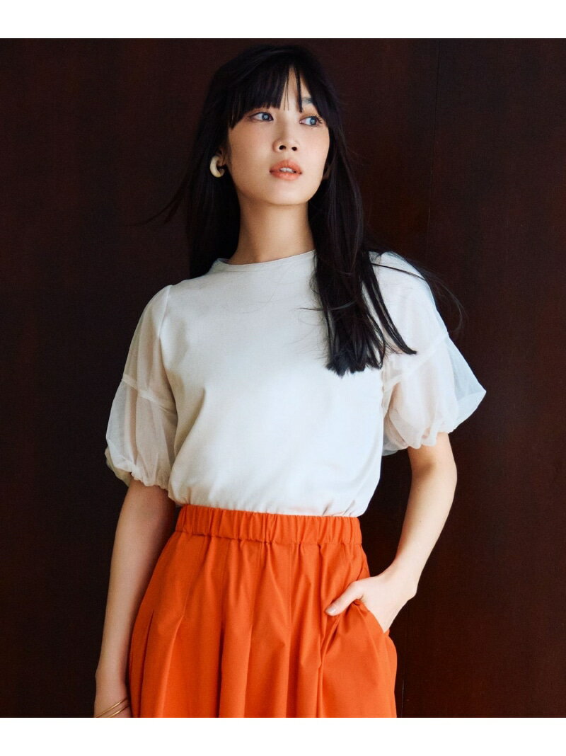 【人気につき新色追加!】チュールスリーブ カットソー 組曲 クミキョク トップス カットソー・Tシャ