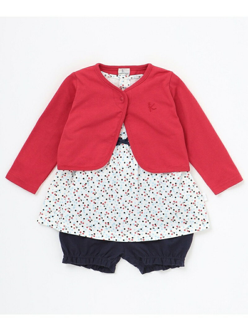 【80-90cm】ボレロ+カモフラージュチェリープリントワンピース+ブルマ 3点セット 組曲 KIDS クミキョク マタニティウェア・ベビー用品 ロンパース・カバーオール ブルー【送料無料】[Rakuten Fashion]のサムネイル