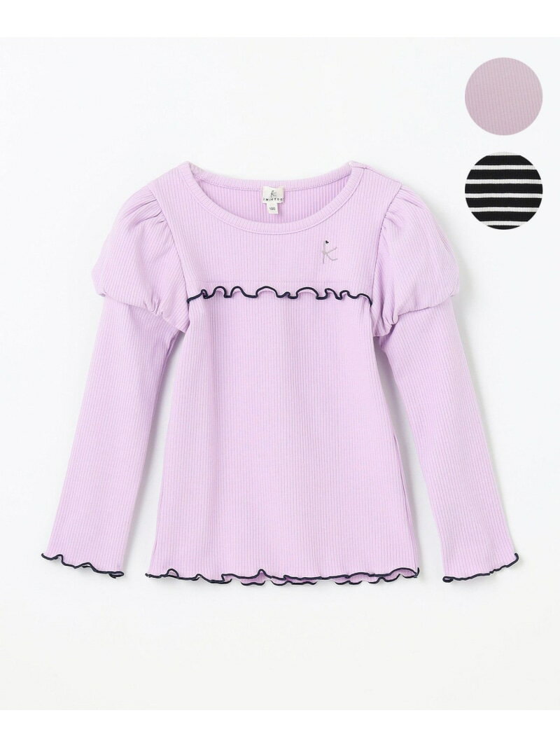 【SALE／30%OFF】【100cm】パフスリーブ トップス 組曲 KIDS クミキョク トップス カットソー・Tシャツ ブラック パープル【RBA_E】[Rakuten Fashion]
