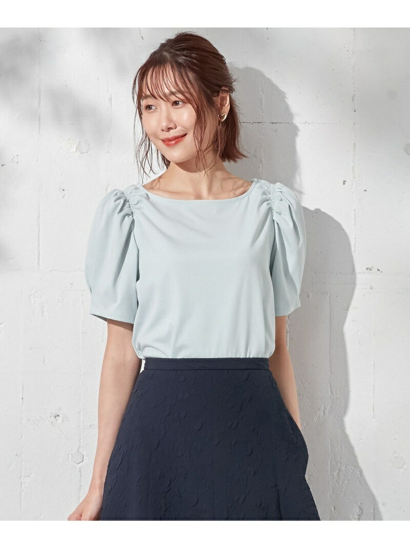 【SALE／30%OFF】【洗える】マカロンカラーギャザースリーブ カットソー 組曲 L クミキョク トップス カットソー・Tシャツ ベージュ グリーン ホワイト ピンク【RBA_E】【送料無料】[Rakuten Fashion]