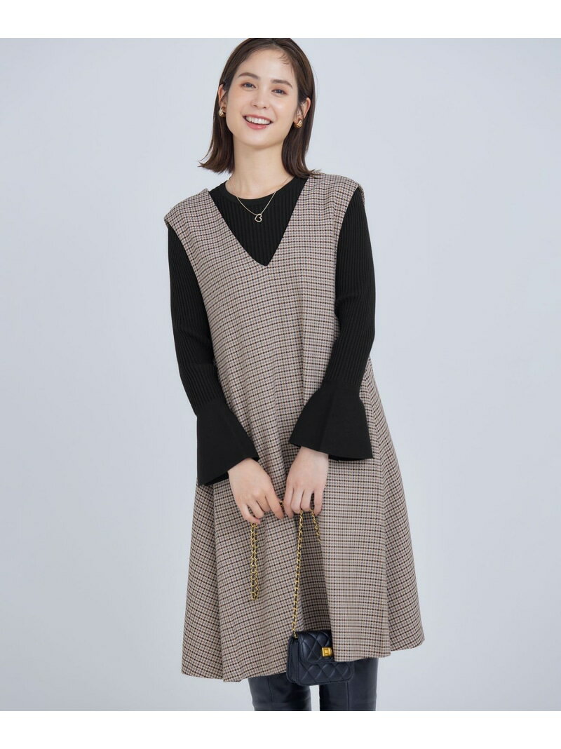 【SALE／50%OFF】チドリツイル ジャンパーワンピース 組曲 L クミキョク ワンピース・ドレス ジャンパースカート グリーン ブラウン【RBA_E】【送料無料】[Rakuten Fashion]