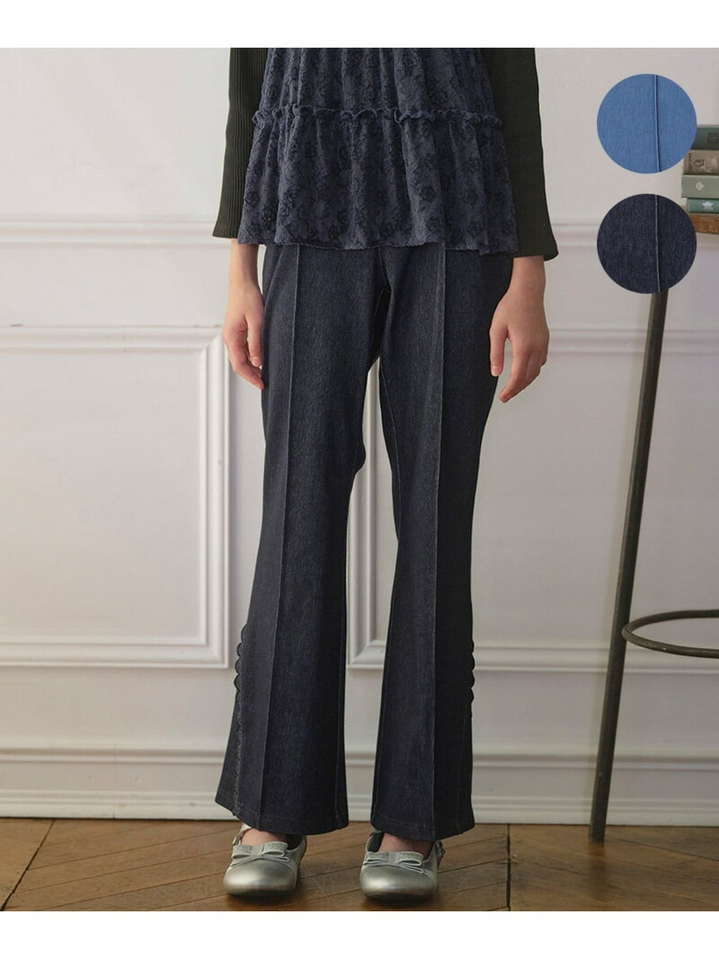 【150-160cm】フレア デニムパンツ 組曲 KIDS クミキョク パンツ その他のパンツ ネイビー ブルー【送料無料】[Rakuten Fashion]