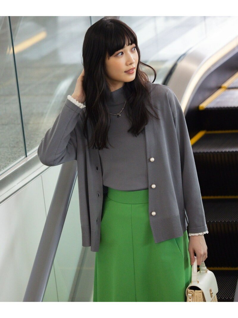 【2SET・WEB限定】パールボタン配色フリルツイン セット 組曲 S クミキョク トップス アンサンブル グレー ネイビー【送料無料】[Rakuten Fashion]のサムネイル