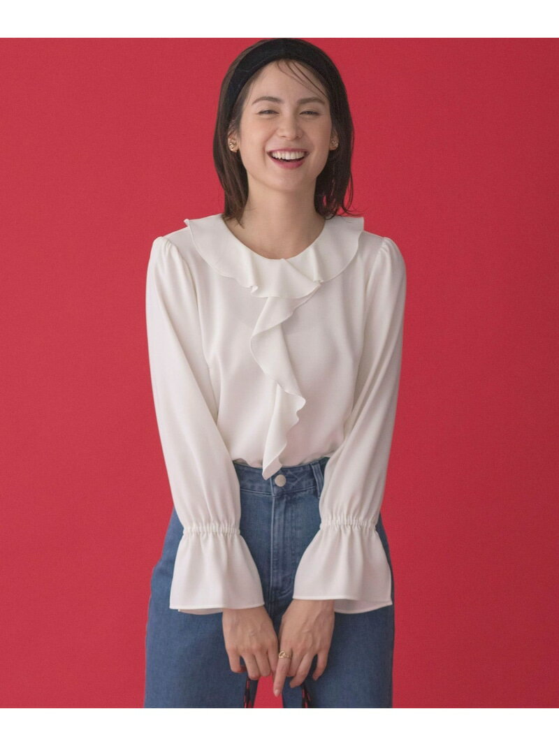 【SALE／30%OFF】ラッフルデシン ブラウス 組曲 L クミキョク トップス シャツ・ブラウス ホワイト【RBA_E】【送料無料】[Rakuten Fashion]