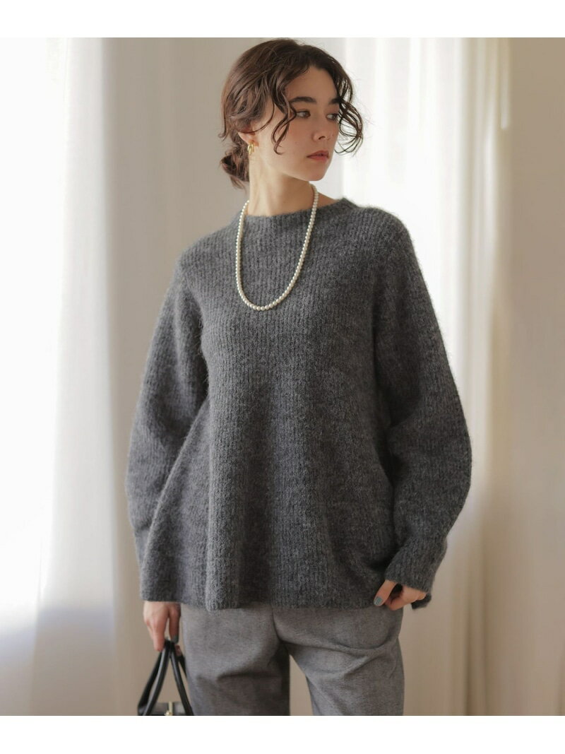 へアリーヤーン フレア ニット 組曲 L クミキョク トップス ニット グレー ネイビー ピンク【送料無料..