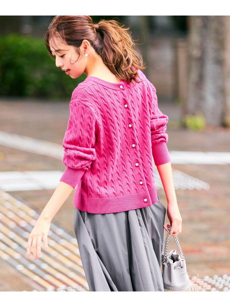 【SALE／40%OFF】【前後着用可】コットンカシミヤ混2WAYケーブル ニット 組曲 クミキョク トップス ニット ホワイト ベージュ ブルー ネイビー【RBA_E】【送料無料】[Rakuten Fashion]のサムネイル