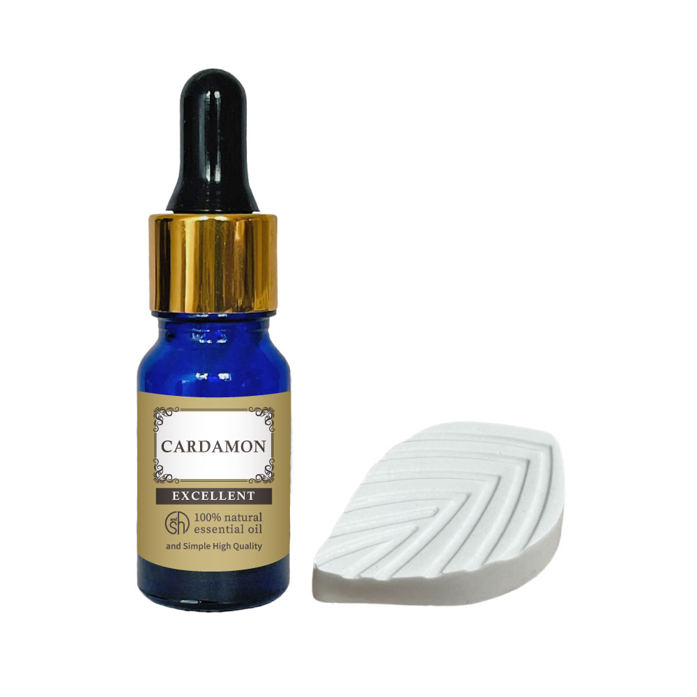 【2点購入で香料GET】 リーフアロマストーン &精油セット &SH エクセレント エッセンシャルオイル カルダモン 10mlスポイトタイプ [ アロマ 精油 ...