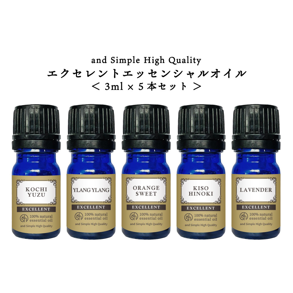 アロマスターターセット 【Wプレゼント実施中】&SH エクセレント エッセンシャルオイル セット ( 3ml× 5本 ) [ お試し アロマ 精油 植物100% 天然 ピュア アロマオイル ギフト プレゼント アロマストーン ディフューザー セット で おすすめ ルームフレグランス いい香り アンドエスエイチ ]