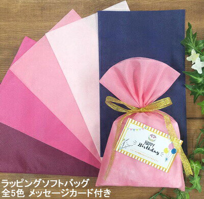 【単品購入不可】 ラッピングソフトバッグ 5色 選択可 メッセージカード付き プレゼント ラッピング 袋 [ プレゼント 女性 誕生日 コスメ ギフトラッピング...