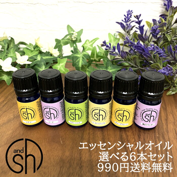 【アロマプレゼント企画】 アロマ スターター セット 3 エッセンシャルオイル 5ml ×6本 セット &sh アンドエスエイチ [ 夜 おしゃれ 無添加 天然 香り 手作り コスメ 化粧品 アロマセット 精油 アロマオイル ]『1』【 定形外 送料無料 】{22:168:1}【tg_smc】