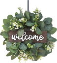 造花 ユーカリ リース 即納【WELCOME】花輪 クリスマスリース ガーランド 玄関飾り 壁掛け 庭園飾り デコレーション クラフト 屋外 結婚式 装飾用 ゴージャス ナチュラル 店舗用 撮影 道具 小道具 パーティー 新築祝い