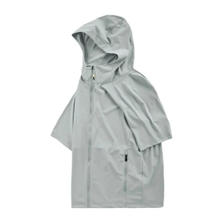 サマージ 通気性 吸汗速乾 ひんやり 冷感 大きいサイズ フード付き 前開き 接触冷感 メンズ ジップアップ アイスシルクパーカー