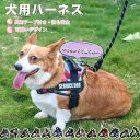 犬 ハーネス 迷子札 胴輪 抜けない 簡単装着 イニシャル 引っ張り防止 小型犬 中型犬 大型犬 おしゃれ 散歩 お出かけ アウトドア 迷子防止 夜間反射 通気性 ナイロン ハーネス単品 マジックテープ ハンドル付き かわいい