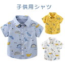 半袖 シャツ キッズ 子供服 こども服 トップス 前ボタン 襟付き 恐竜柄 カジュアル 夏 かわいい おしゃれ フォーマル スーツ シャツ 男の子 女の子 男児 女児 男女兼用 ホワイト イエロー 結婚式 発表会 卒業式 入学式 90 100 110 120 130