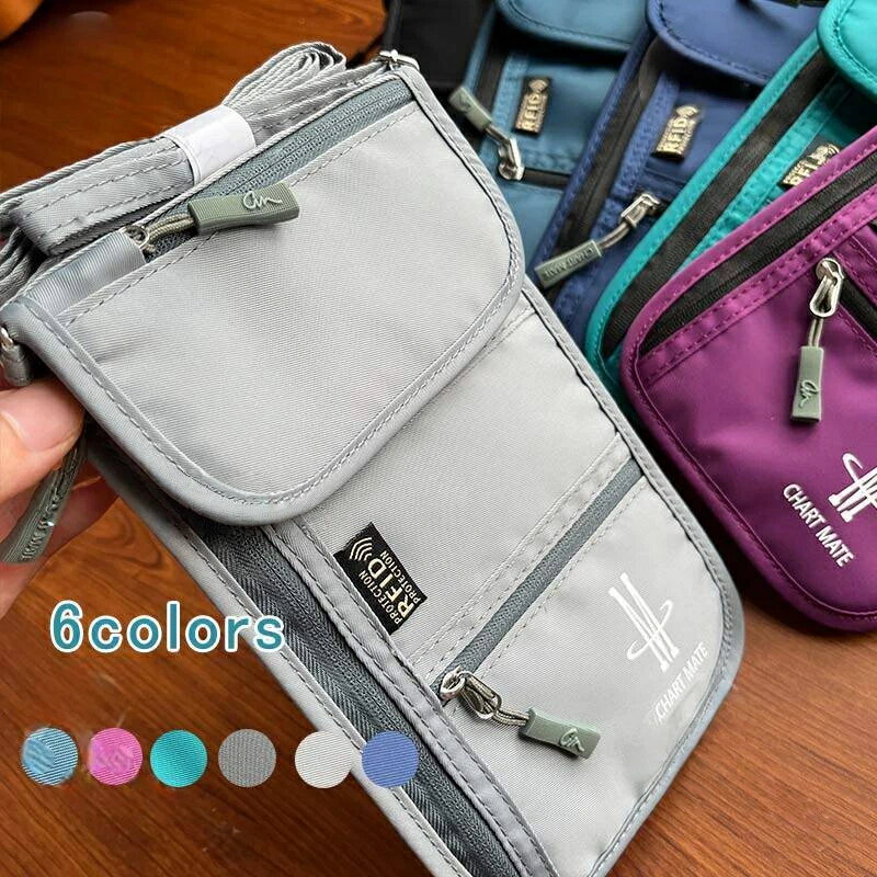 収納バッグ パスポートバッグ 札入れ スキミング防止 海外旅行 セキュリティポーチ カードケース 通帳..