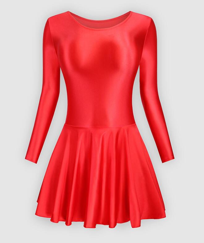 長袖 バレエドレス アート体操 新体操 バレエ ヨガ フレアドレス 光沢 伸縮性あり 体操服 バレエドレス..