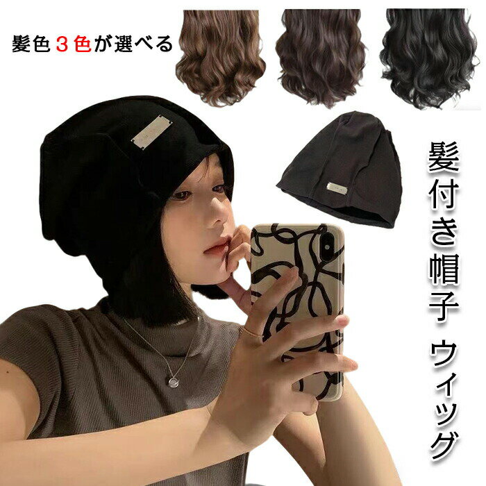 ニット帽 帽子ウィッグ 秋 レディース 髪付き帽子 女性 一体 ロング ウィッグ 帽子付きウィッグ ウィッグ カール かつら 帽子一体型 自然 ウィッグ付きキャ...