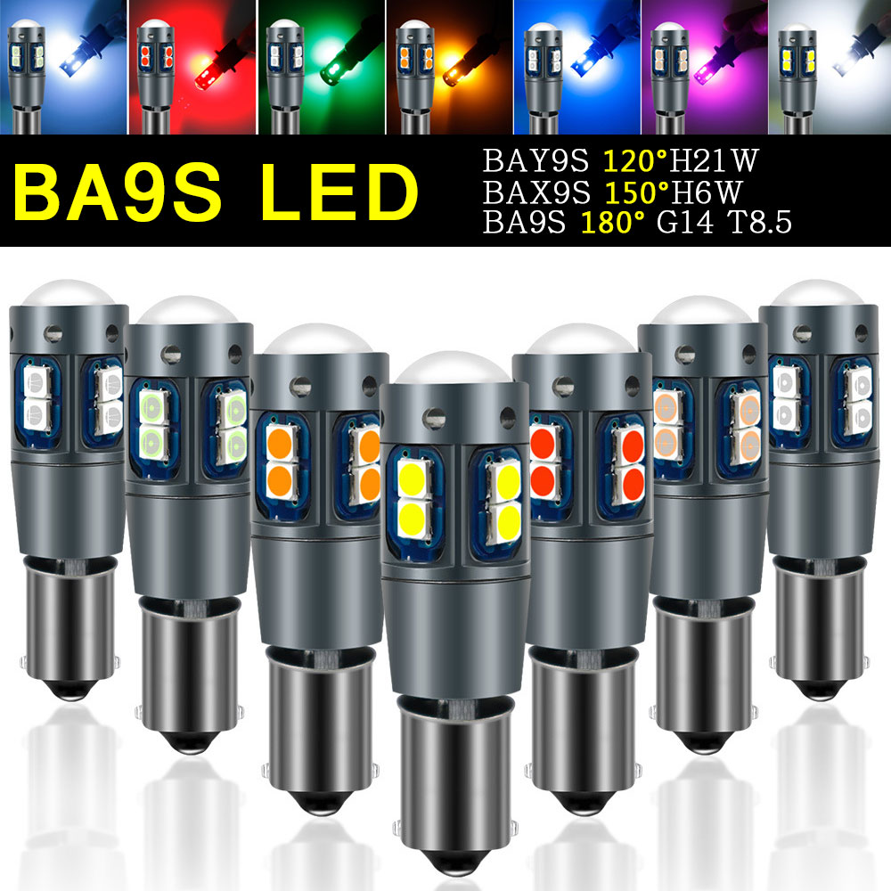 BA9S LED電球 3030 10SMD3014 10SMDカークリアランスライト BAY9S H21W LE360°ライト 爆光 ホワイト 120°バルブ リア フォグ ライト サイド マーカー ライト ルームランプ アイスブルー レッド グリーン ピンク イエロー ブルー ホワイト 7色展開 2個セット